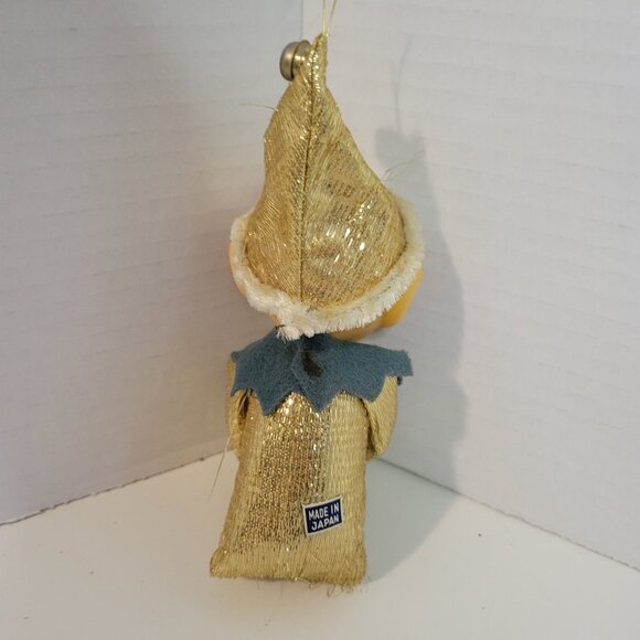 Vintage Gold Lame Pixie Elf Japan Retro Christmas Decor - Picture 3 of 5